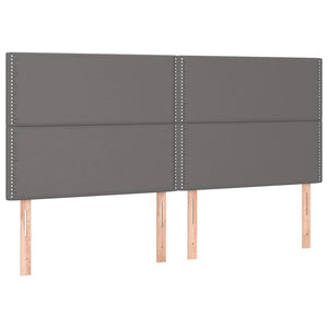 Κρεβάτι Boxspring με Στρώμα Γκρι 180x200 εκ. Συνθετικό Δέρμα