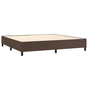 Κρεβάτι Boxspring με Στρώμα Καφέ 200x200 εκ. Συνθετικό Δέρμα - Pakobazaar