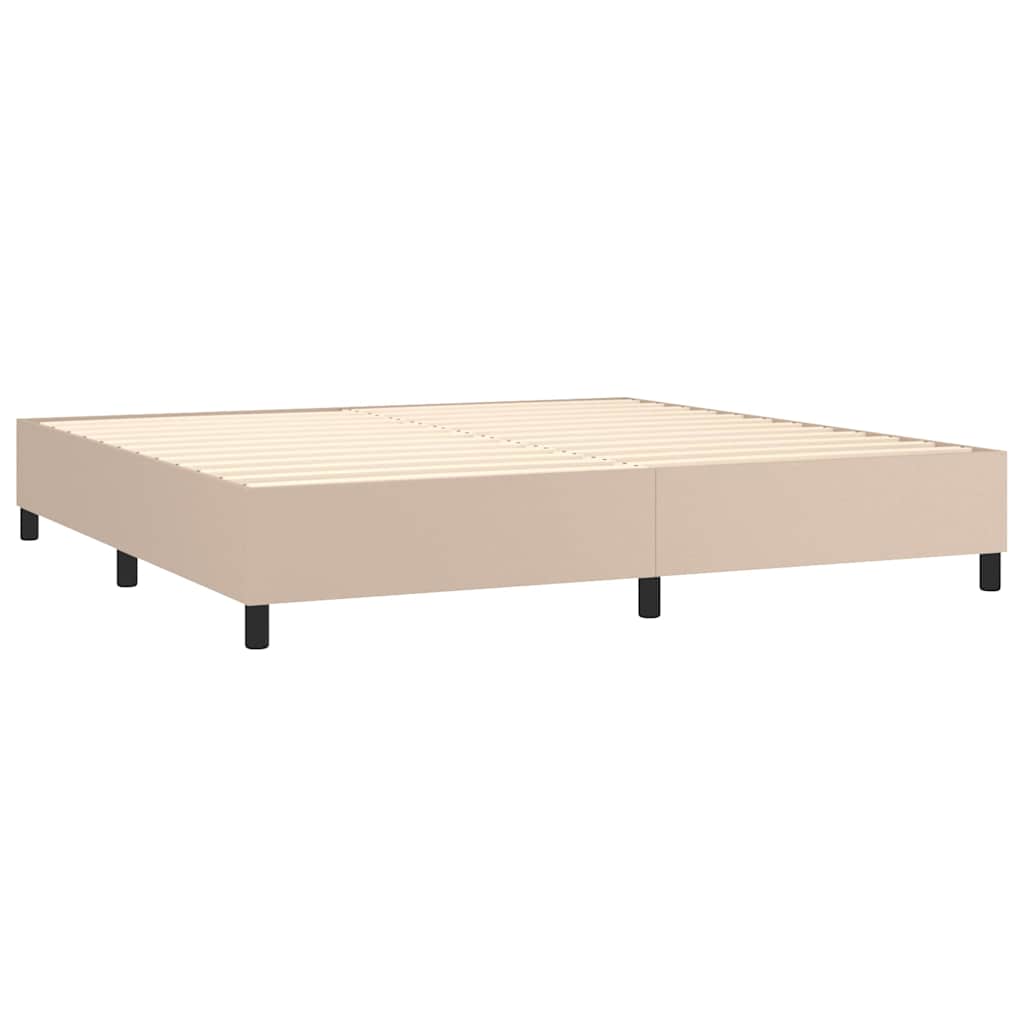 Κρεβάτι Boxspring με Στρώμα Καπουτσίνο 200x200εκ.από Συνθ.Δέρμα