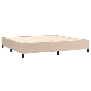 Κρεβάτι Boxspring με Στρώμα Καπουτσίνο 200x200εκ.από Συνθ.Δέρμα