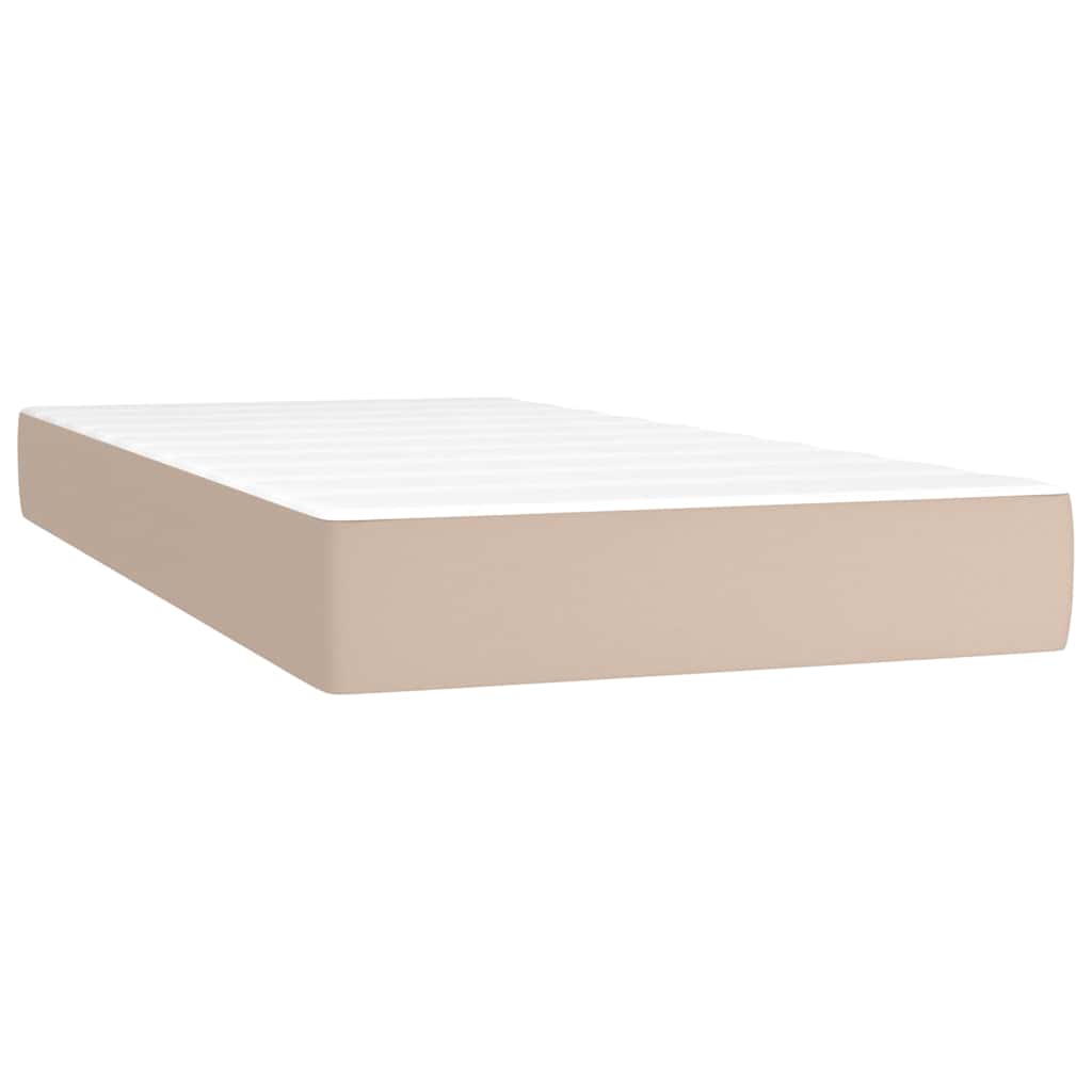 Κρεβάτι Boxspring με Στρώμα Καπουτσίνο 200x200εκ.από Συνθ.Δέρμα