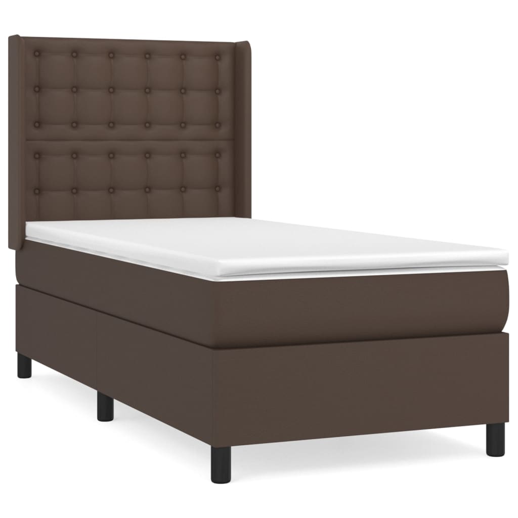 Κρεβάτι Boxspring με Στρώμα Καφέ 80 x 200 εκ. Συνθετικό Δέρμα