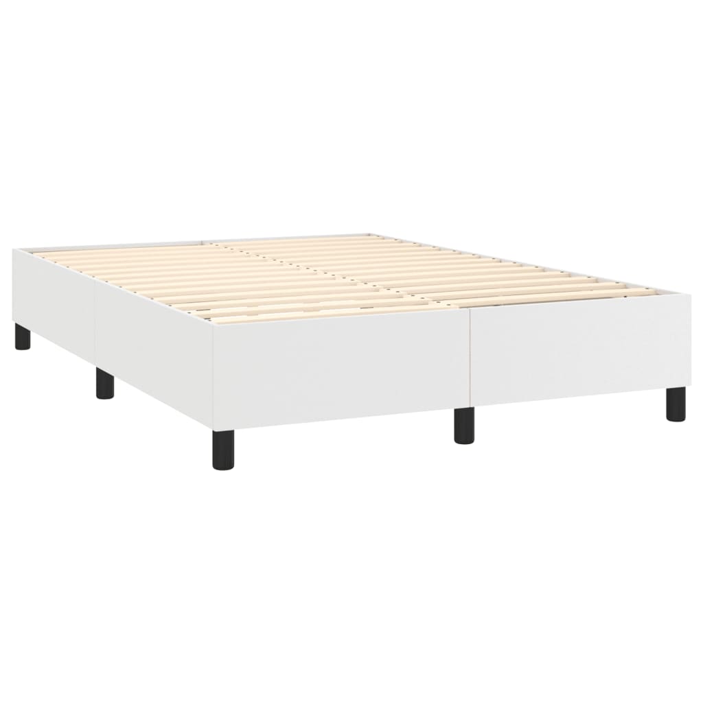 Κρεβάτι Boxspring με Στρώμα Λευκό 140x200εκ.από Συνθετικό Δέρμα