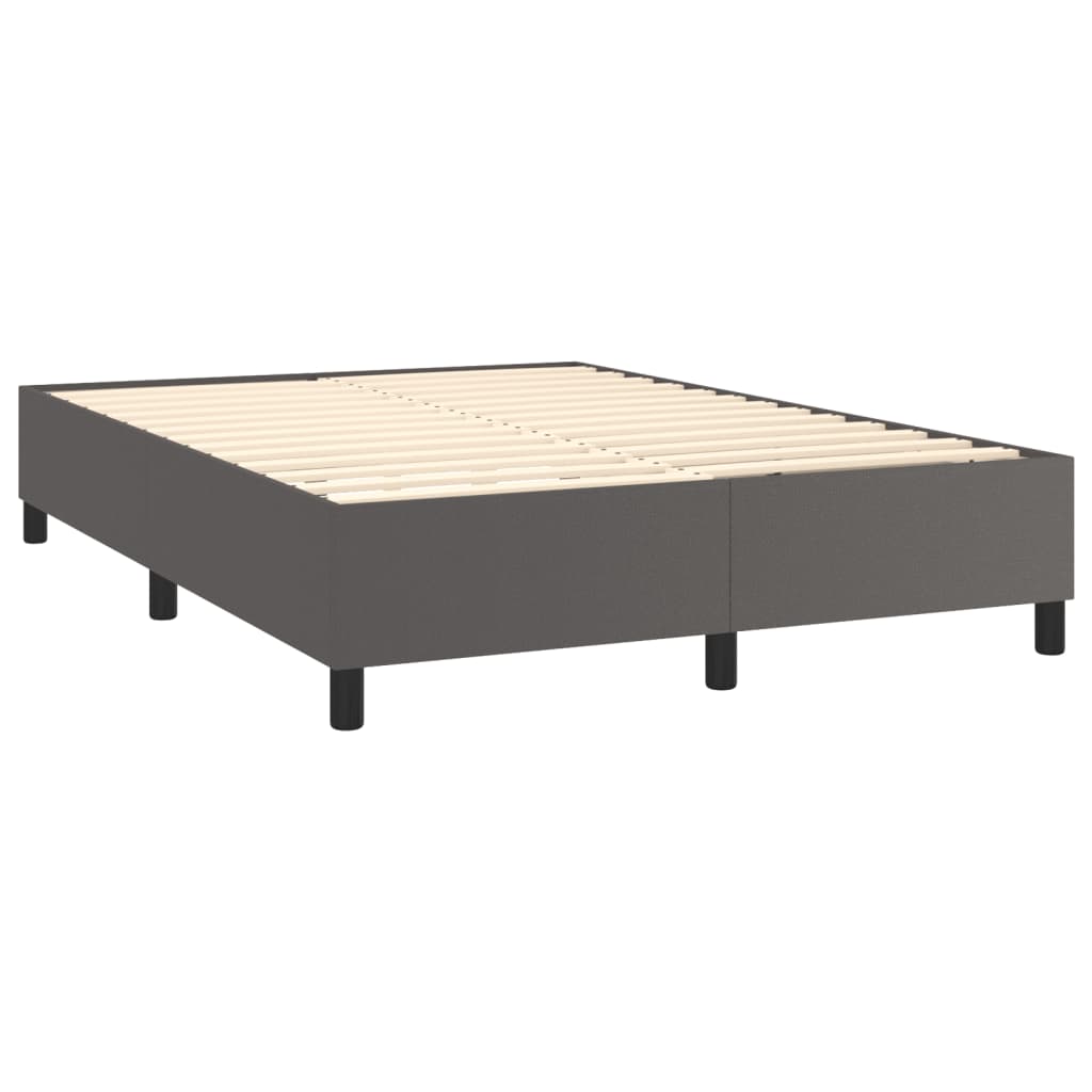 Κρεβάτι Boxspring με Στρώμα Γκρι 140x200εκ. από Συνθετικό Δέρμα
