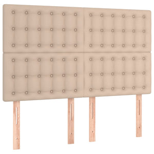 Κρεβάτι Boxspring με Στρώμα Καπουτσίνο 140x200εκ.από Συνθ.Δέρμα - Pakobazaar