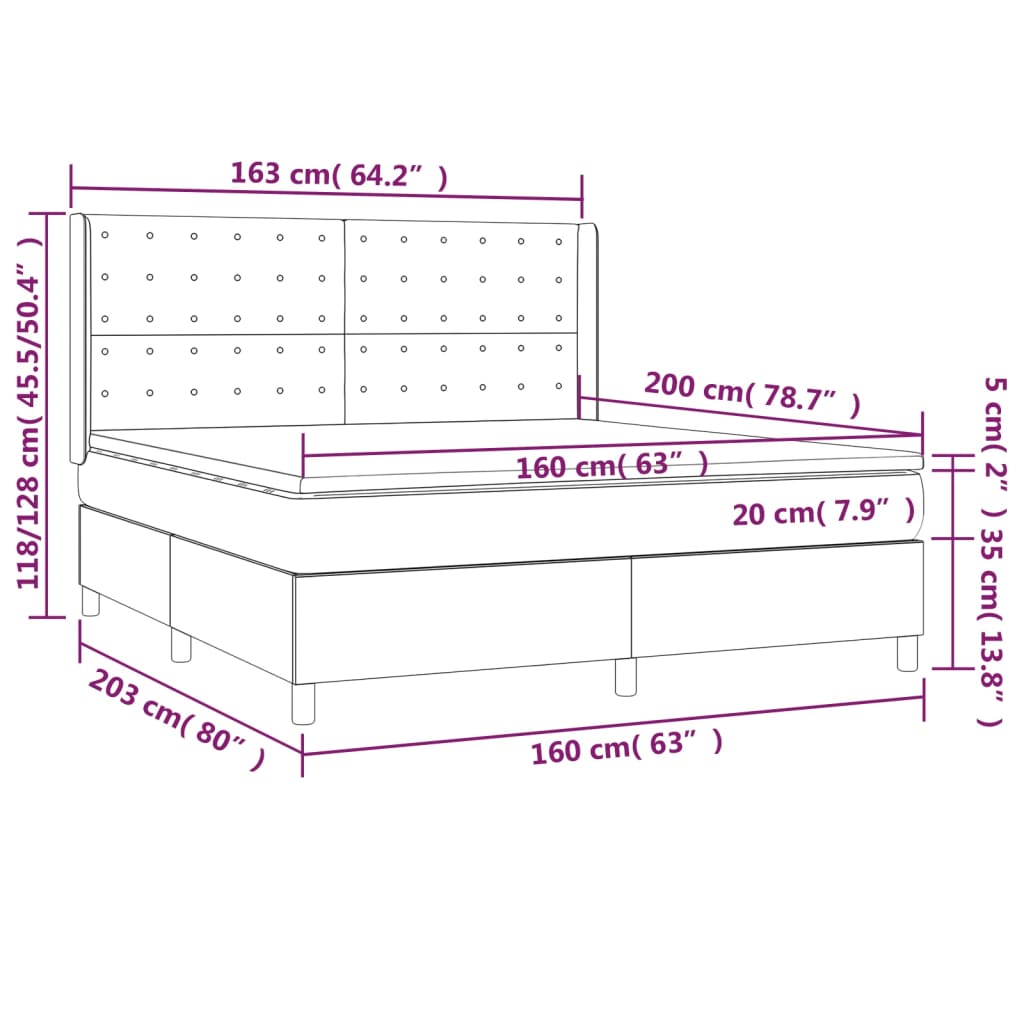 Κρεβάτι Boxspring με Στρώμα Καφέ 160x200εκ. από Συνθετικό Δέρμα