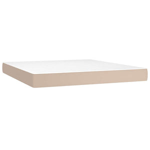 Κρεβάτι Boxspring με Στρώμα Καπουτσίνο 180x200 εκ. Συνθ. Δέρμα - Pakobazaar