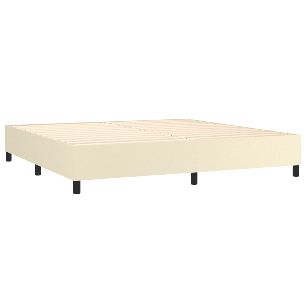 Κρεβάτι Boxspring με Στρώμα Κρεμ 200x200 εκ. Συνθετικό Δέρμα - Pakobazaar