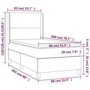 Κρεβάτι Boxspring με Στρώμα Σκούρο Μπλε 80 x 200 εκ. Βελούδινο - Pakobazaar