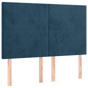 Κρεβάτι Boxspring με Στρώμα Σκούρο Μπλε 140x190 εκ. Βελούδινο - Pakobazaar