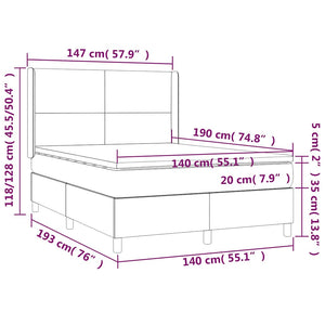 Κρεβάτι Boxspring με Στρώμα Σκούρο Μπλε 140x190 εκ. Βελούδινο - Pakobazaar