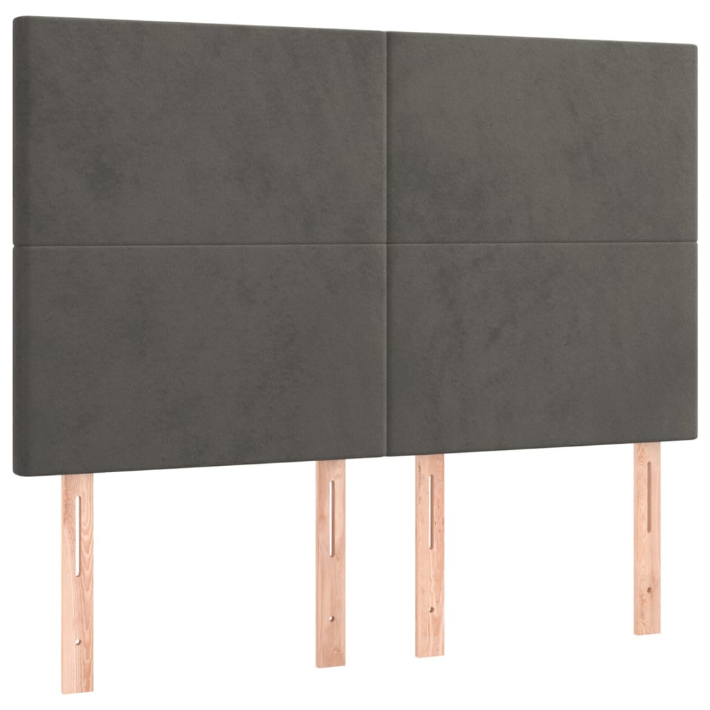 Κρεβάτι Boxspring με Στρώμα Σκούρο Γκρι 140x200 εκ. Βελούδινο - Pakobazaar
