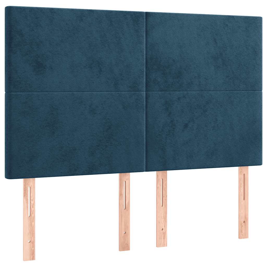 Κρεβάτι Boxspring με Στρώμα Σκούρο Μπλε 140x200 εκ. Βελούδινο - Pakobazaar