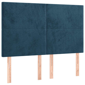 Κρεβάτι Boxspring με Στρώμα Σκούρο Μπλε 140x200 εκ. Βελούδινο - Pakobazaar