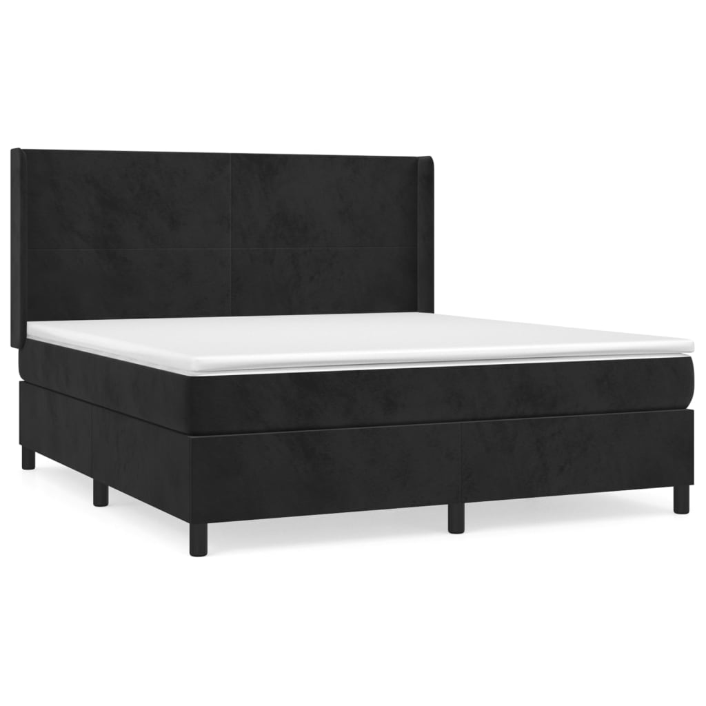 Κρεβάτι Boxspring με Στρώμα Μαύρο 160x200 εκ. Βελούδινο