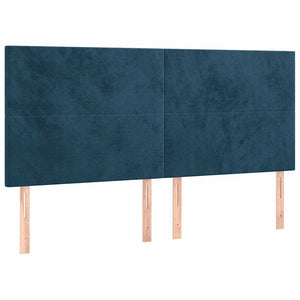 Κρεβάτι Boxspring με Στρώμα Σκούρο Μπλε 160x200 εκ. Βελούδινο - Pakobazaar