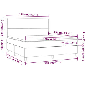 Κρεβάτι Boxspring με Στρώμα Σκούρο Μπλε 160x200 εκ. Βελούδινο - Pakobazaar