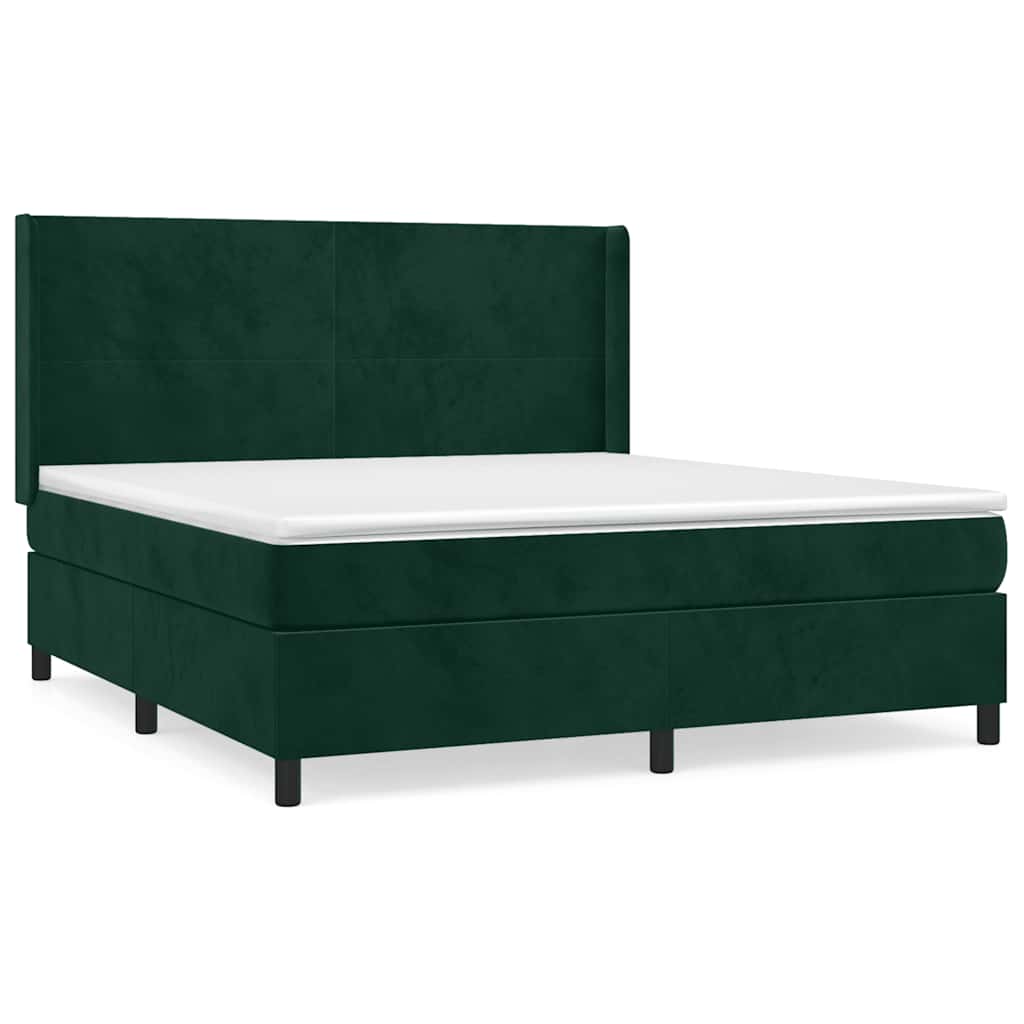Κρεβάτι Boxspring με Στρώμα Σκούρο Πράσινο 180x200εκ. Βελούδινο - Pakobazaar