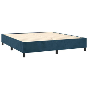 Κρεβάτι Boxspring με Στρώμα Σκούρο Μπλε 180x200 εκ. Βελούδινο - Pakobazaar