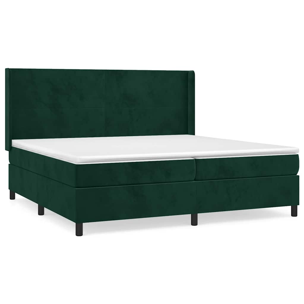Κρεβάτι Boxspring με Στρώμα Σκούρο Πράσινο 200x200εκ. Βελούδινο - Pakobazaar