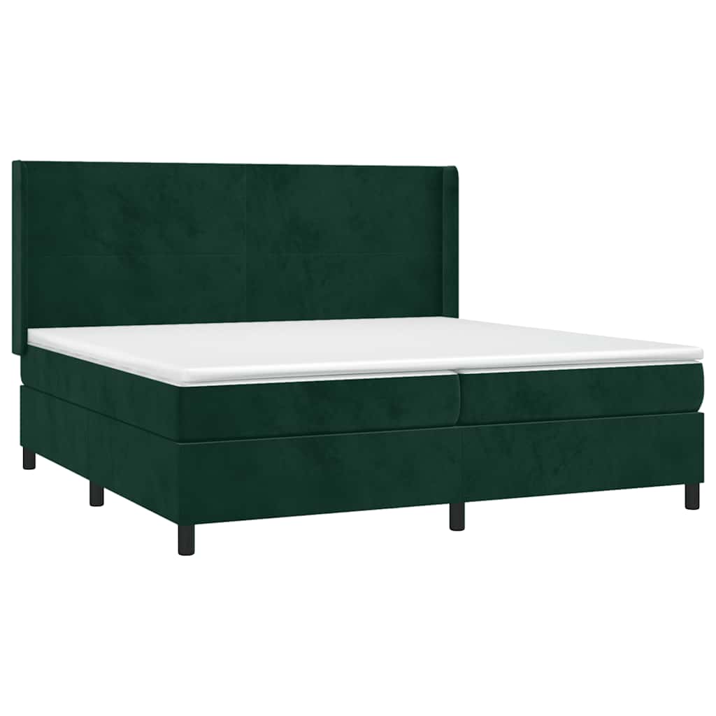 Κρεβάτι Boxspring με Στρώμα Σκούρο Πράσινο 200x200εκ. Βελούδινο - Pakobazaar