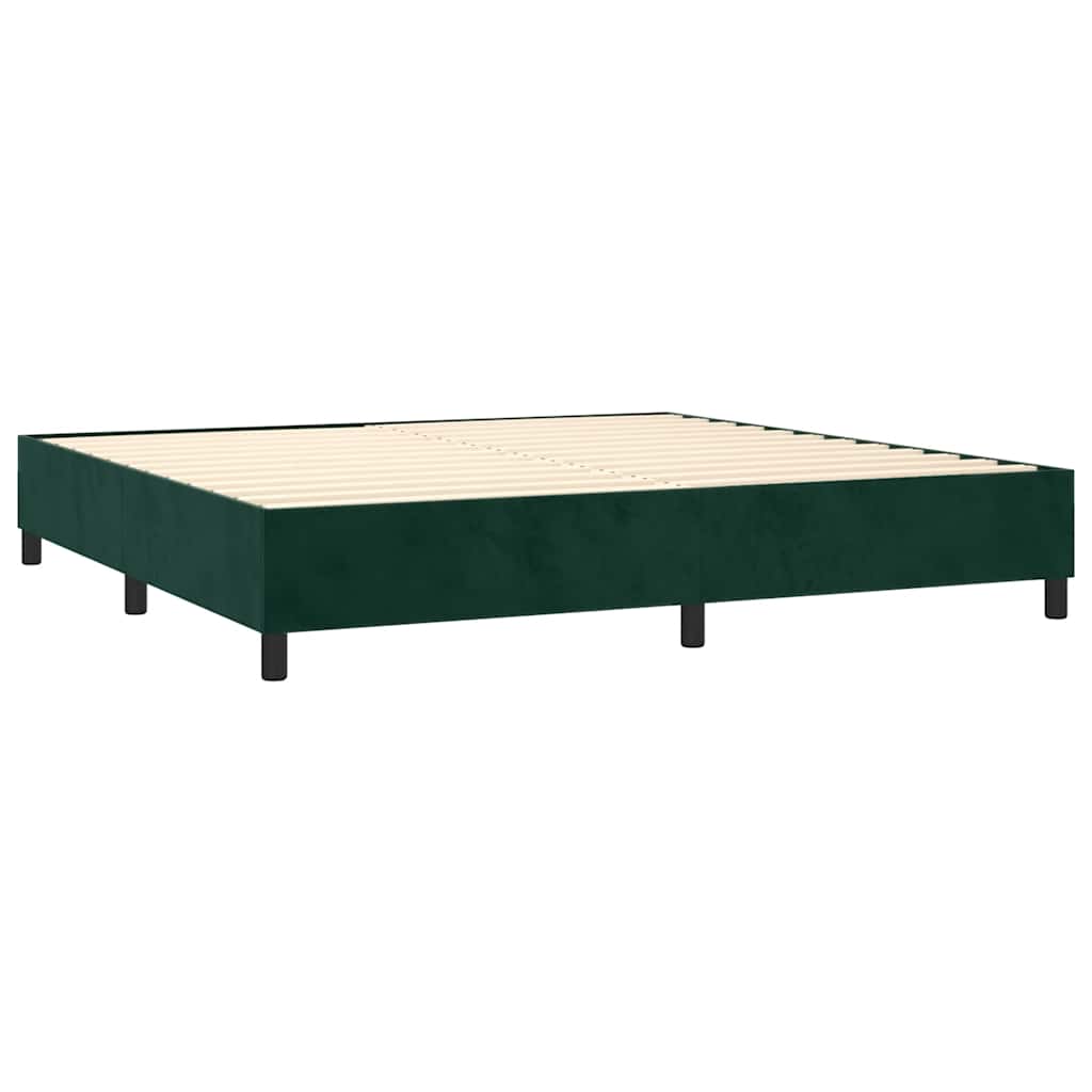 Κρεβάτι Boxspring με Στρώμα Σκούρο Πράσινο 200x200εκ. Βελούδινο - Pakobazaar