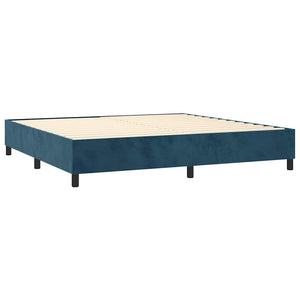 Κρεβάτι Boxspring με Στρώμα Σκούρο Μπλε 200x200 εκ. Βελούδινο - Pakobazaar