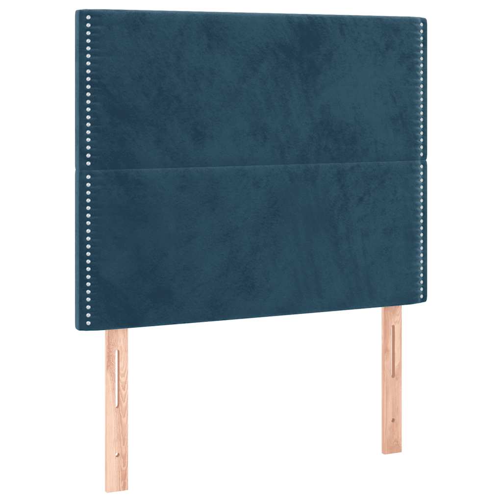 Κρεβάτι Boxspring με Στρώμα Σκούρο Μπλε 90x190 εκ. Βελούδινο - Pakobazaar