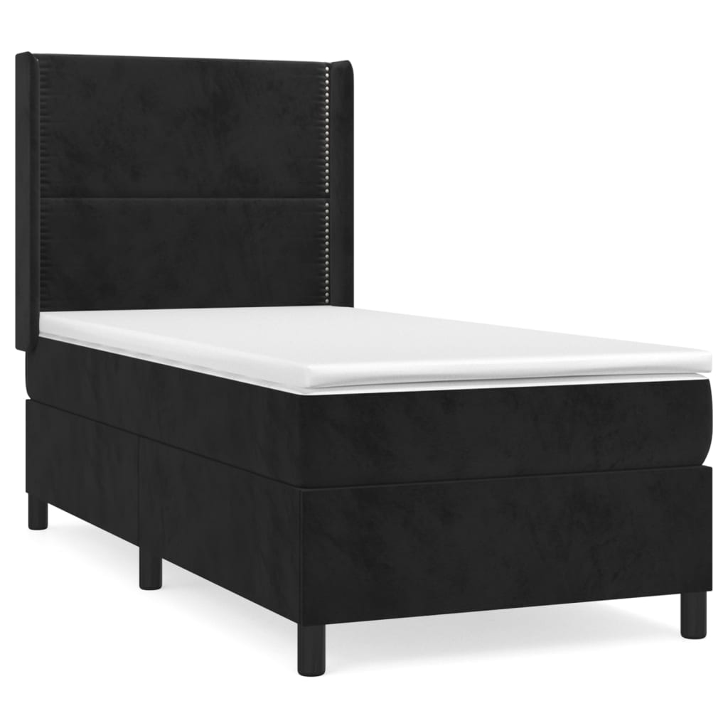 Κρεβάτι Boxspring με Στρώμα Μαύρο 100x200 εκ. Βελούδινο - Pakobazaar