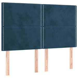 Κρεβάτι Boxspring με Στρώμα Σκούρο Μπλε 140x190 εκ. Βελούδινο