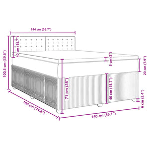 Κρεβάτι Boxspring με Στρώμα Ανοιχτό Γκρι 140x200 εκ. Βελούδινο