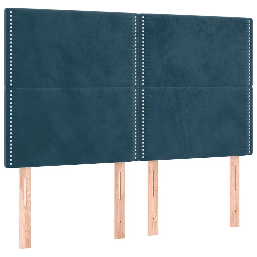 Κρεβάτι Boxspring με Στρώμα Σκούρο Μπλε 140x200 εκ. Βελούδινο