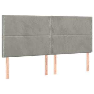 Κρεβάτι Boxspring με Στρώμα Ανοιχτό Γκρι 160x200 εκ. Βελούδινο