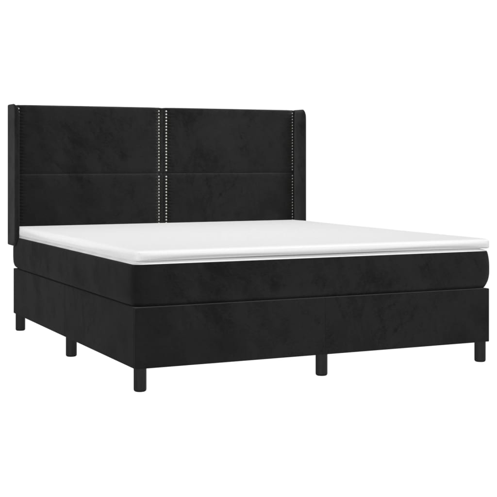 Κρεβάτι Boxspring με Στρώμα Μαύρο 160x200 εκ. Βελούδινο