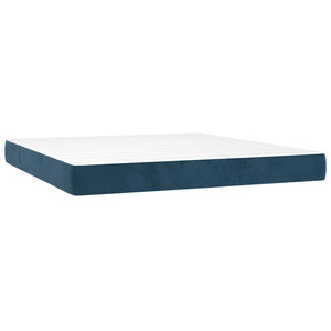 Κρεβάτι Boxspring με Στρώμα Σκούρο Μπλε 160x200 εκ. Βελούδινο - Pakobazaar