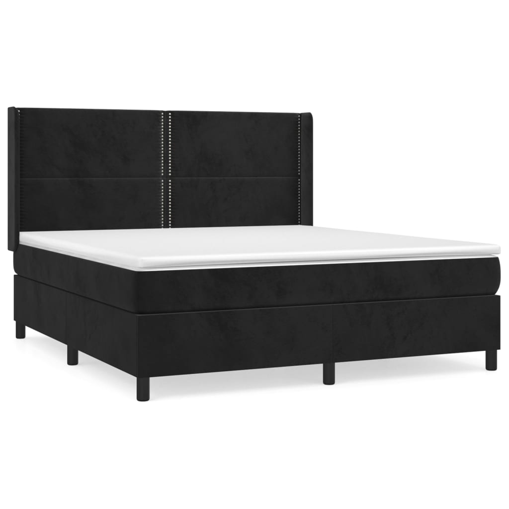 Κρεβάτι Boxspring με Στρώμα Μαύρο 180x200 εκ. Βελούδινο
