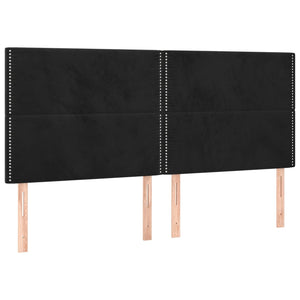 Κρεβάτι Boxspring με Στρώμα Μαύρο 200x200 εκ. Βελούδινο - Pakobazaar