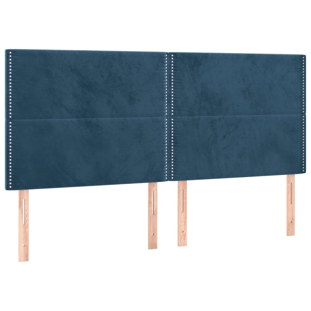 Κρεβάτι Boxspring με Στρώμα Σκούρο Μπλε 200x200 εκ. Βελούδινο - Pakobazaar
