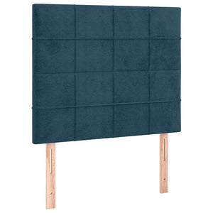 Κρεβάτι Boxspring με Στρώμα Σκούρο Μπλε 90x190 εκ. Βελούδινο - Pakobazaar