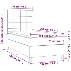 Κρεβάτι Boxspring με Στρώμα Σκούρο Μπλε 100x200 εκ. Βελούδινο - Pakobazaar