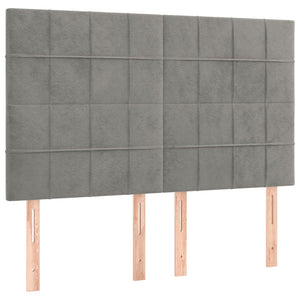 Κρεβάτι Boxspring με Στρώμα Ανοιχτό Γκρι 140x190 εκ. Βελούδινο