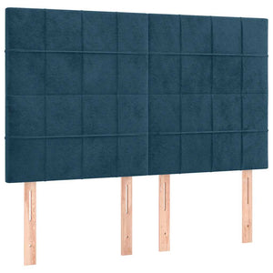 Κρεβάτι Boxspring με Στρώμα Σκούρο Μπλε 140x200 εκ. Βελούδινο - Pakobazaar