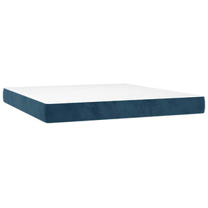 Κρεβάτι Boxspring με Στρώμα Σκούρο Μπλε 160x200 εκ. Βελούδινο - Pakobazaar
