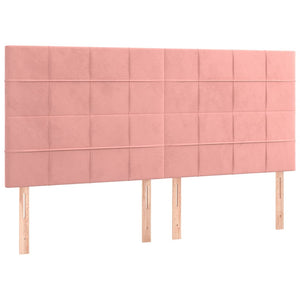 Κρεβάτι Boxspring με Στρώμα Ροζ 160x200 εκ. Βελούδινο