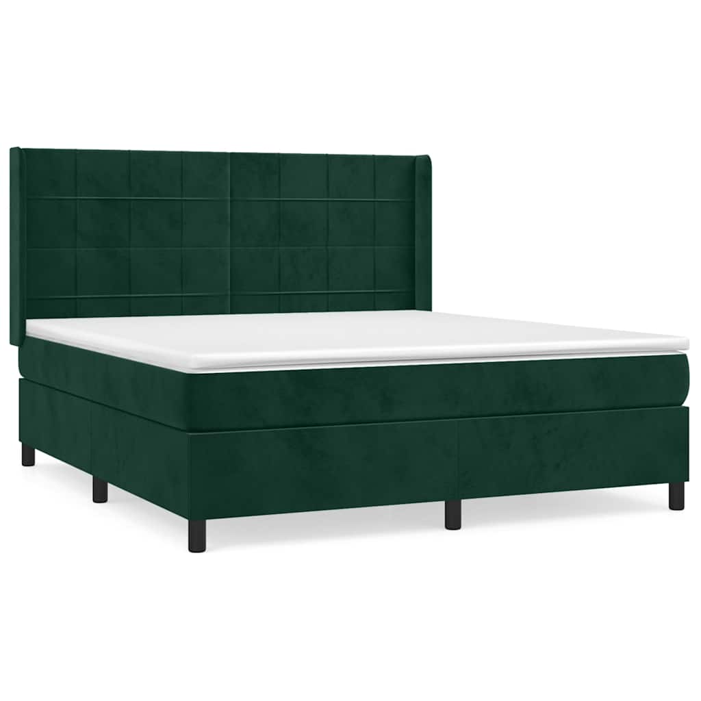 Κρεβάτι Boxspring με Στρώμα Σκούρο Πράσινο 180x200εκ. Βελούδινο - Pakobazaar