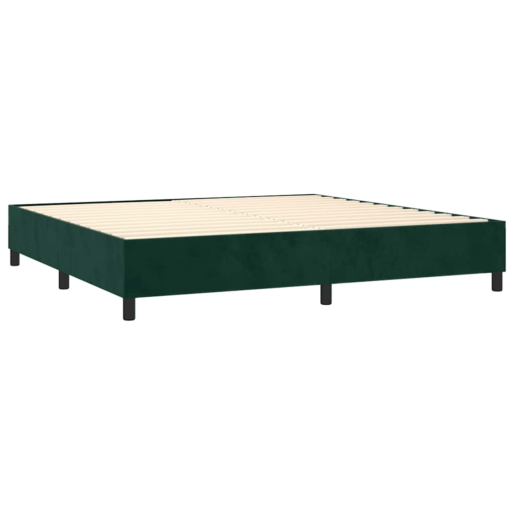 Κρεβάτι Boxspring με Στρώμα Σκούρο Πράσινο 200x200εκ. Βελούδινο - Pakobazaar