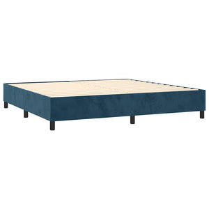 Κρεβάτι Boxspring με Στρώμα Σκούρο Μπλε 200x200 εκ. Βελούδινο - Pakobazaar