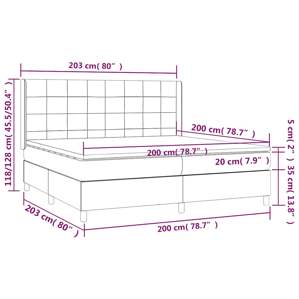 Κρεβάτι Boxspring με Στρώμα Σκούρο Μπλε 200x200 εκ. Βελούδινο - Pakobazaar