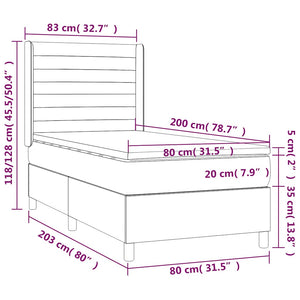 Κρεβάτι Boxspring με Στρώμα Σκούρο Μπλε 80 x 200 εκ. Βελούδινο - Pakobazaar