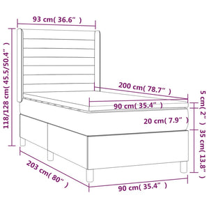 Κρεβάτι Boxspring με Στρώμα Ροζ 90x200 εκ. Βελούδινο